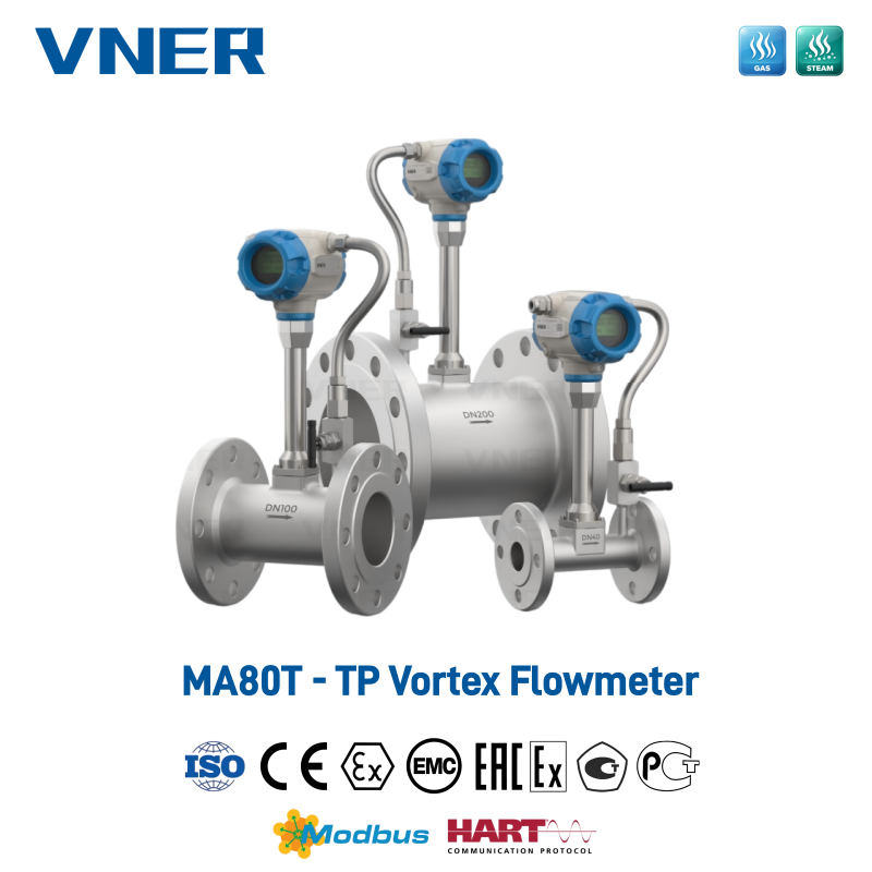 MA80T-TP ซีรี่ส์อุณหภูมิ/การชดเชยความดัน Vortex Flowmeter